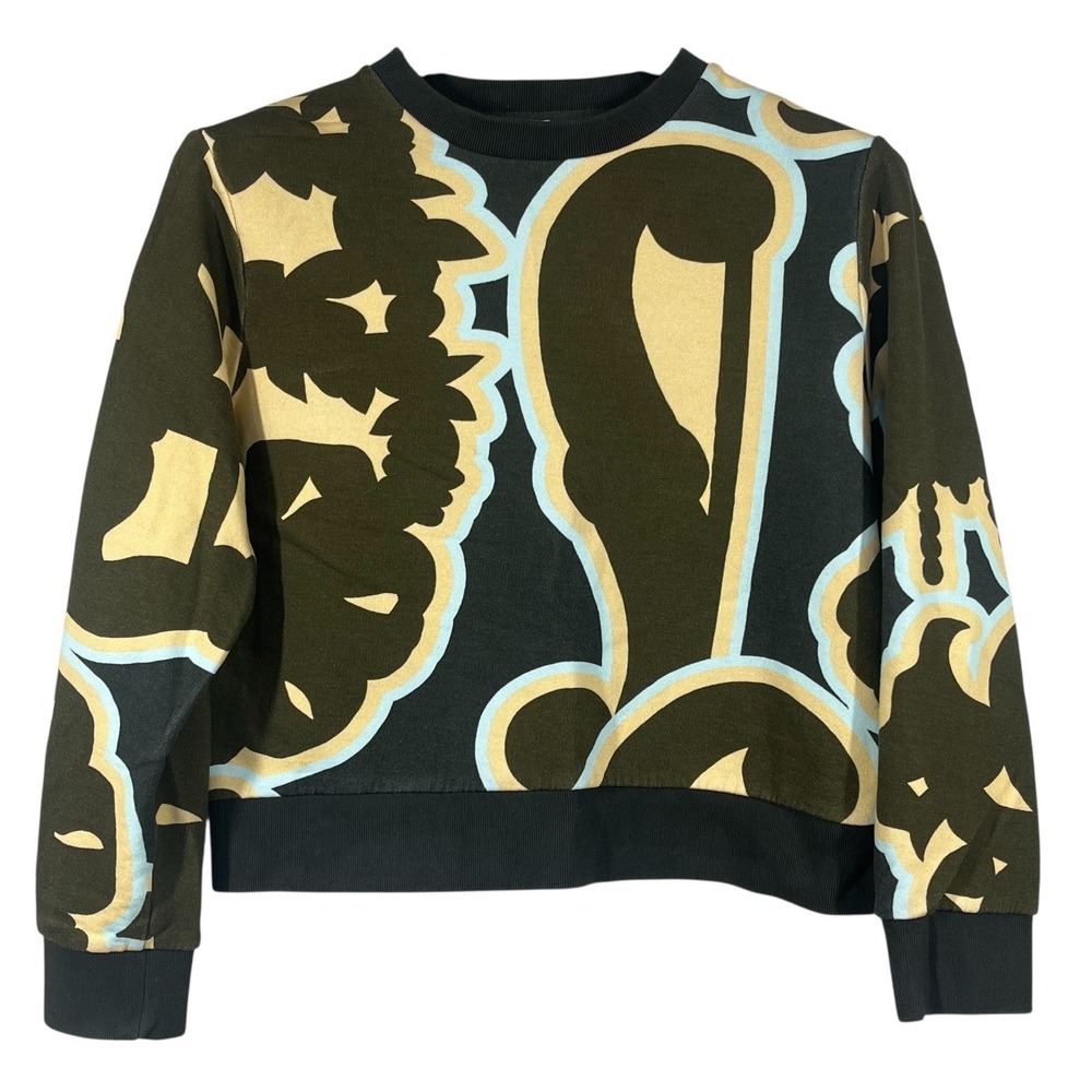 Carven Abstract Print Sweatshirt Womens S 100% Cotton Crewneck Wearable Art Mod